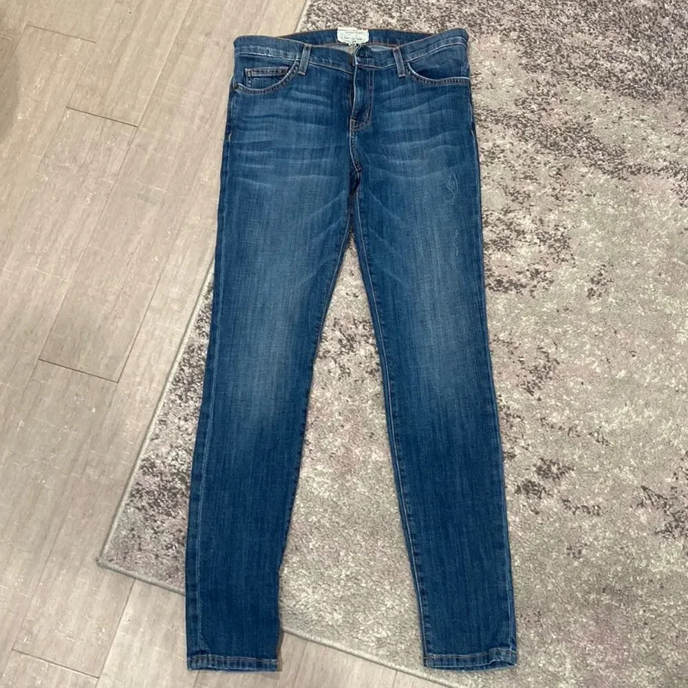 Current/Elliot Dark Cheville Ankle Skinny Gold Standard Studs Denim Jeans 28